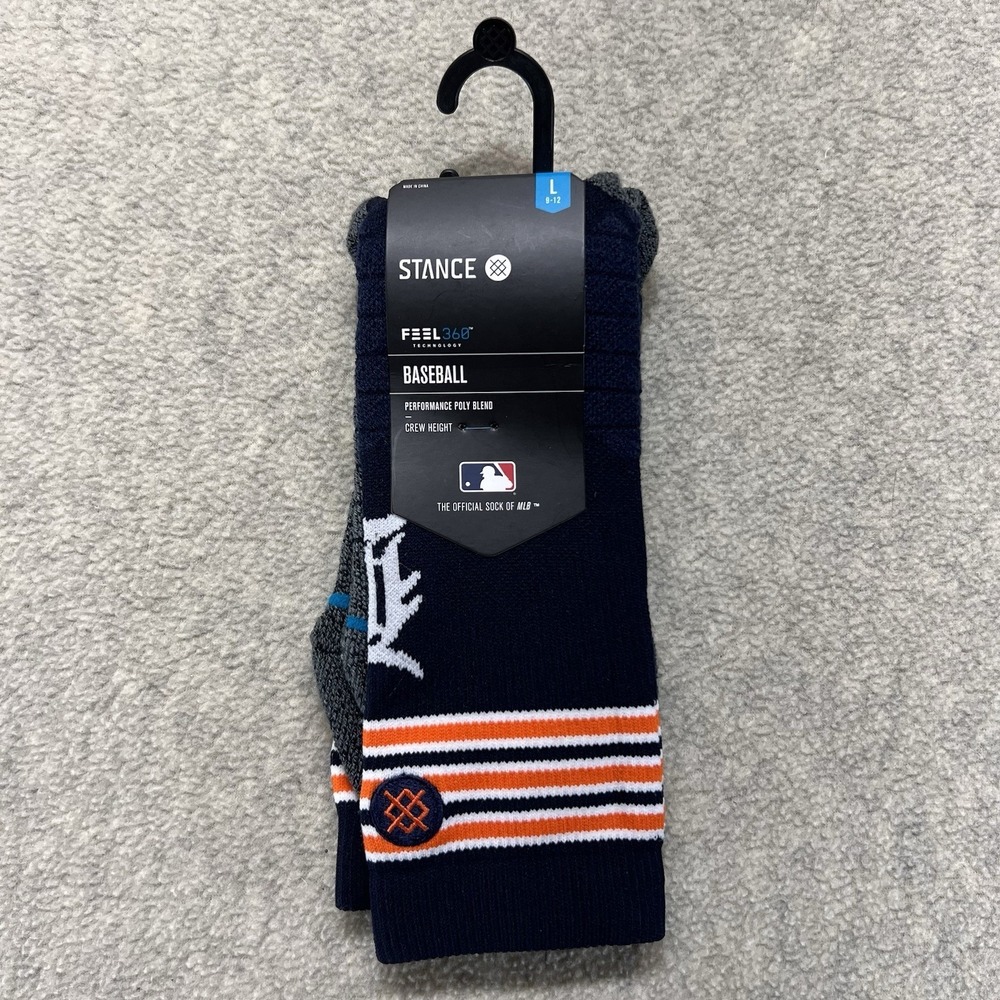 Stance Detroit Tigers MLB Feel360 Baseball Crew Socks Navy Orange Size L NWT